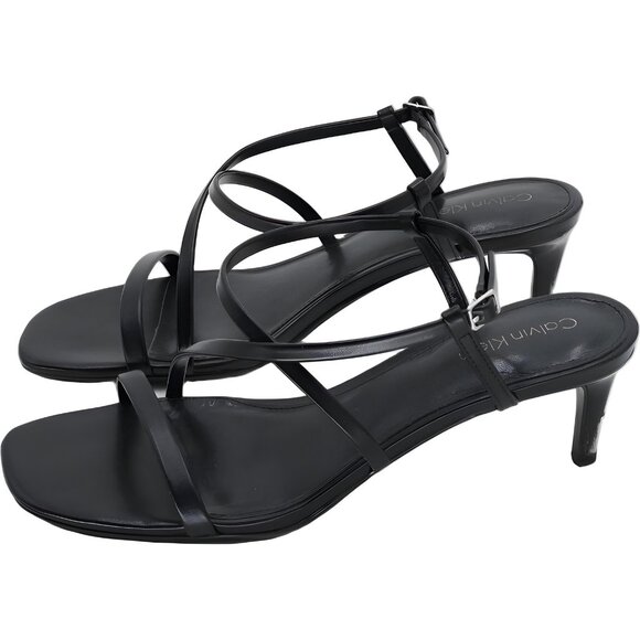 Calvin Klein Ishaya Strappy Low Stiletto Sandals Black Women's US 9.5M - Picture 2 of 6